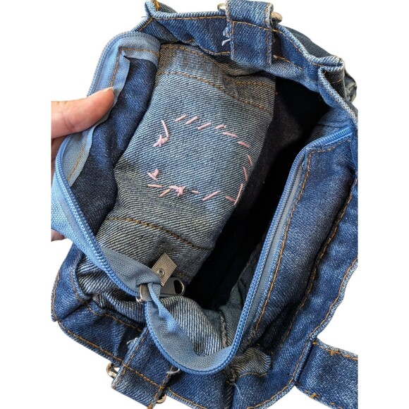 Denim Purse Flower Power Purse Daisy Rainbow Jean Bag Y2K Boho Hippie Cottage - Picture 9 of 11